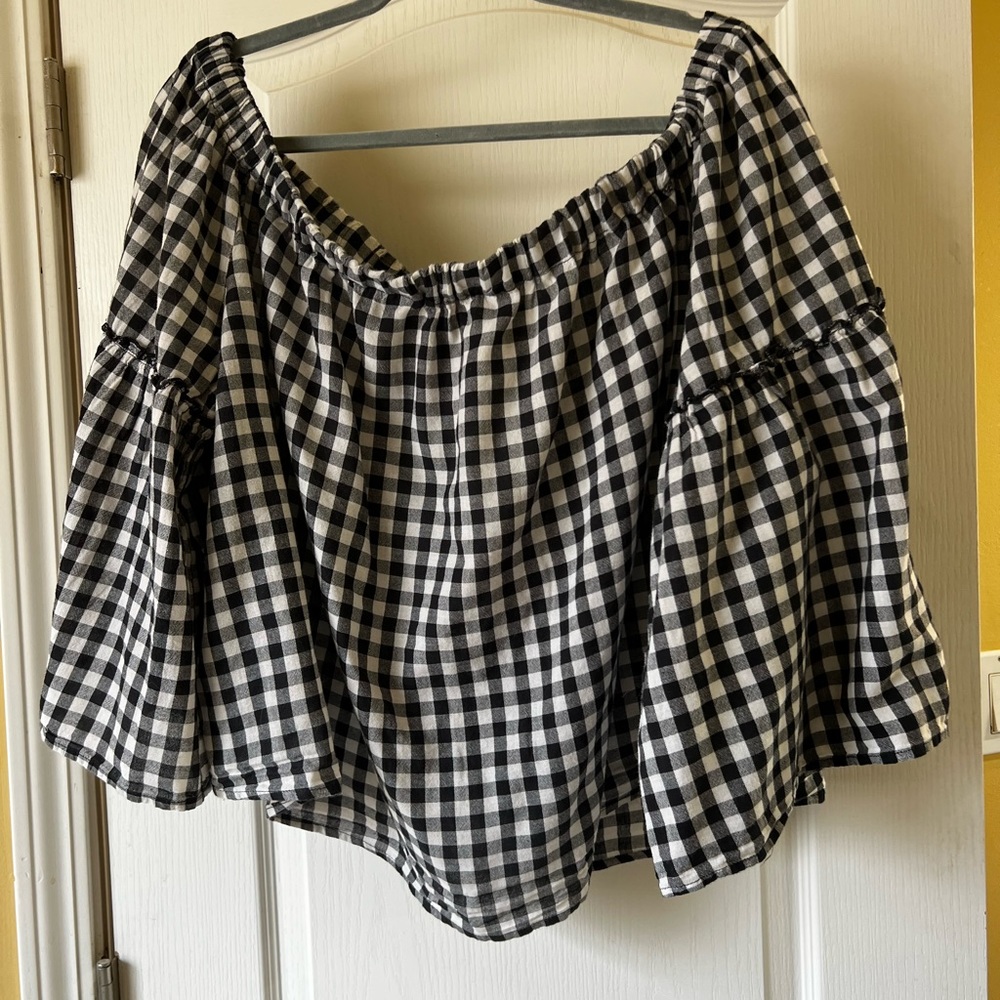 Who What Wear 3X Off-Shoulder Gingham Top